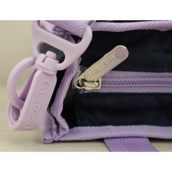 LeSportsac 1636 Women's Navy Blue/Lavender Top Mini North/South Tote Bag - Picture 10 of 13